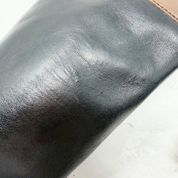 Michael Kors Hayley Riding Boots 7 M Black/Brown Leather Zip Up - Picture 13 of 16